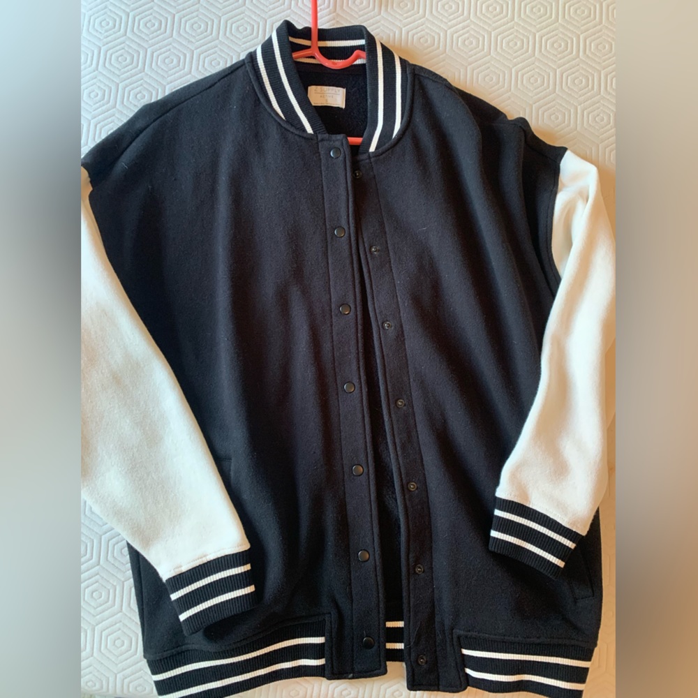 Oversized, Black and White Varsity Jacket